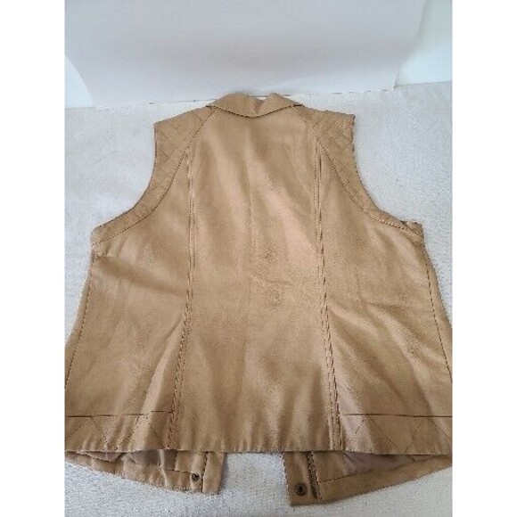Christopher & Banks Women XL Vegan Faux Leather Tan Brown Sand Color Vest Pocket - Picture 6 of 7